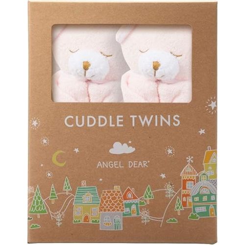 Angel Dear Cuddle Twins Blankie, Pink Bear
