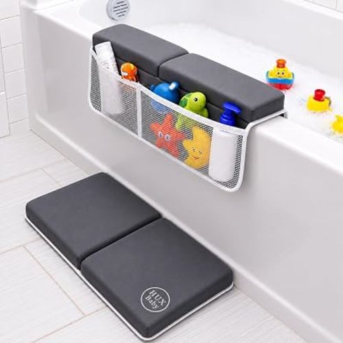Baby Bath Kneeler and Elbow Rest Pad Set, Thick Kneeling Pad for bathtime, Comfortable Baby Bath Support Cushion, Essential Bathtub Accessories for Kids, Bain Pour Bebe, (Dark Gray)
