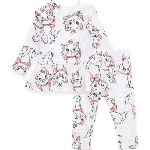 Disney Minnie Mouse Winnie the Pooh The Aristocats Lilo & Stitch Stitch Peplum T-Shirt and Pants Newborn to Big Kid - 12 Months - White, Marie