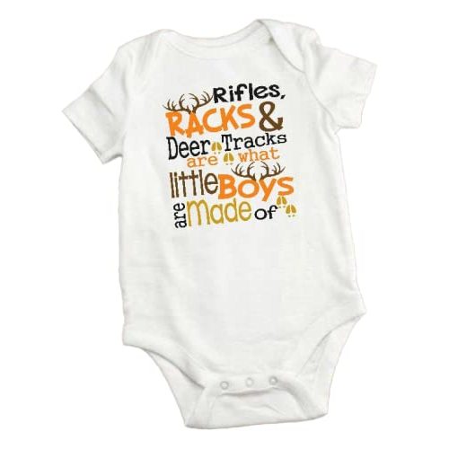 Little Boys Bodysuit - Racks, and Deer Tracks Are What Little Boys Are Made Of, 3-6 Months