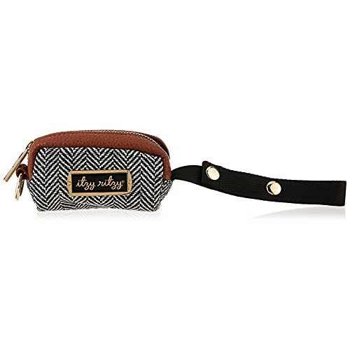 Itzy Ritzy Pacifier Case with Adjustable Handle - Stylish 4.5" L x 2.25" W Pacifier Holder Case - Holds 2 Pacifiers & Features Wipeable Interior (Coffee & Cream)