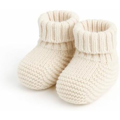 Organic Knit Baby Booties – 100% Cotton Yarn, Soft & Comfortable Unisex Baby Socks
