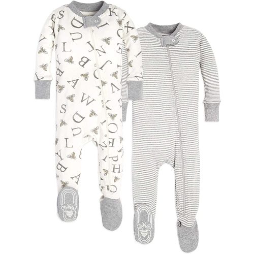 Burt's Bees Baby Boys' Pajamas, Zip-Front Non-Slip Footed Sleeper, Organic Cotton