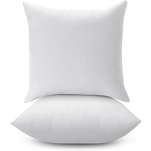 LANE LINEN 18 x 18 Throw Pillow Insert - Pack of 2 White, Down Alternative Pillow Inserts for Decorative Pillow Covers, Throw Pillows for Bed, Couch Pillows for Living Room