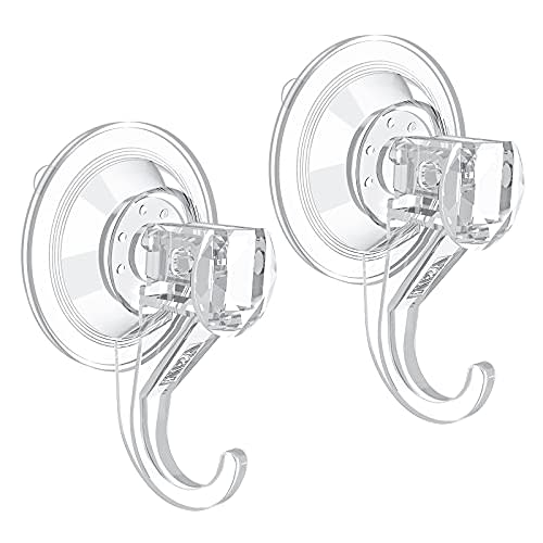 VIS'V Suction Cup Hooks, Small Shower Suction Hooks, Heavy Duty, Removable and Reusable, Clear, 2 Pcs
