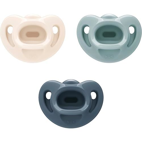 NUK for Nature Comfy 100% Sustainable Silicone Pacifiers, 0-6m (Size 1), Neutral Colours, 3 Pack