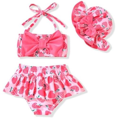Aalizzwell Baby Girl 2-Piece Bikini Swimsuit with Hat