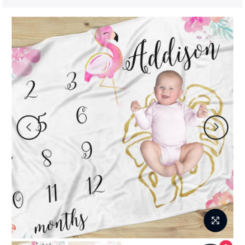 Tropical Flamingo Milestone Blanket