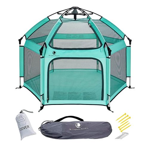 POP 'N GO Premium Indoor and Outdoor Baby Playpen - Portable, Lightweight, Pop Up Pack and Play Toddler Play Yard w/Canopy and Travel Bag - Sweet Mint