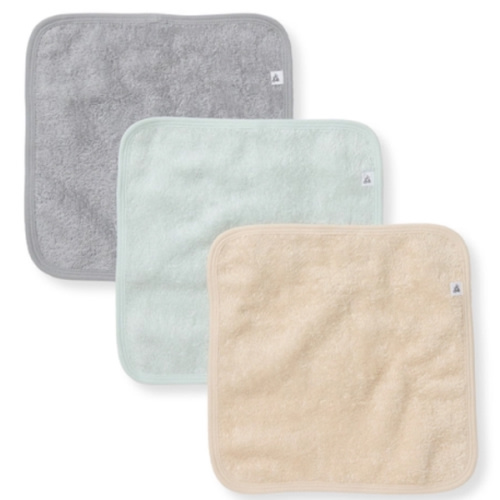 Organic Cotton Woven Terry Solid Washcloths 3 Pack - Quarry