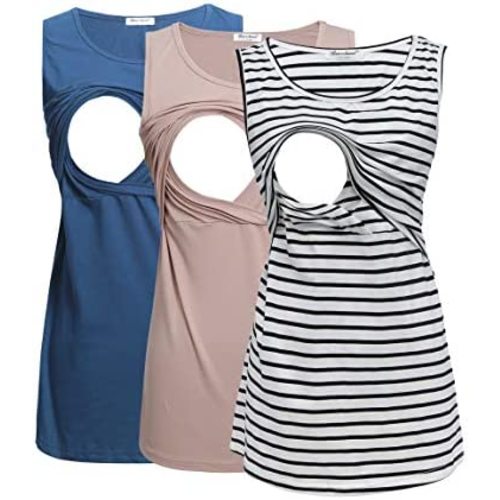 Bearsland Women's Sleeveless Maternity Nursing Tank Tops Breastfeeding Shirts