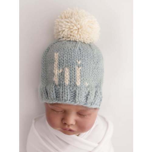 "Hi." Knit Beanie, Surf Blue