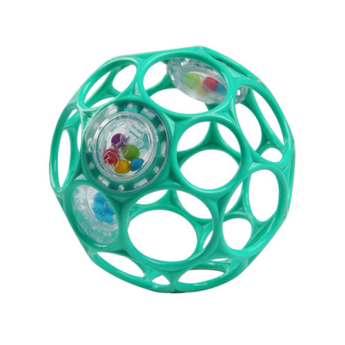Bright Starts Oball Easy-Grasp Rattle BPA-Free Infant Toy in Teal, Age Newborn and up, 4 Inches