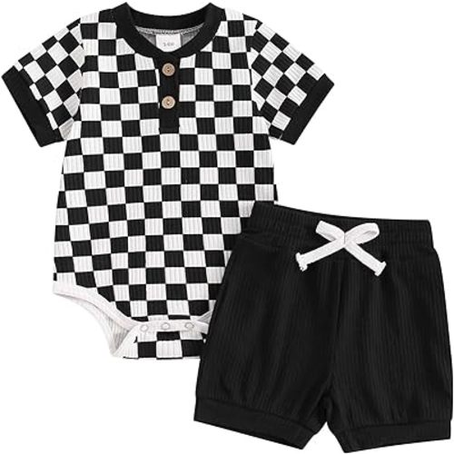 Newborn Baby Boy Girl Clothes 3 6 9 12 18 Months Ribbed Knit Short Sleeve Romper Shorts Set Infant Summer Outfits