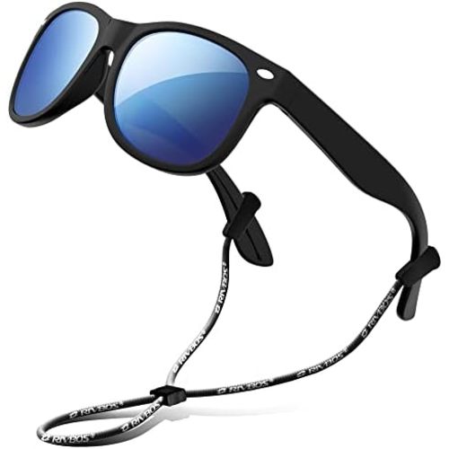 RIVBOS Kids Sunglasses Polarized UV Protection Flexible Rubber Glasses Shades with Strap for Boys Girls RBK004
