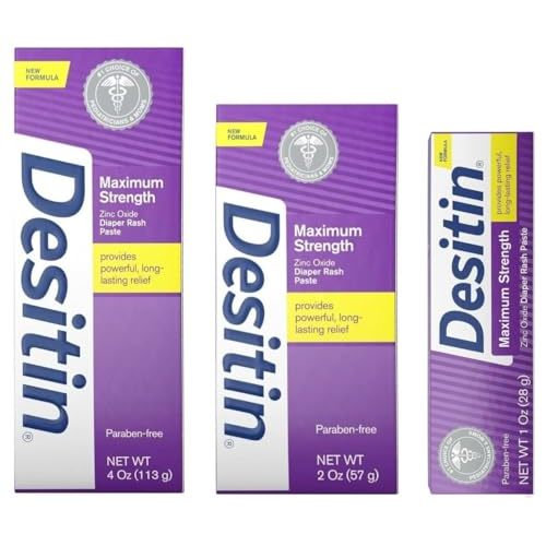 DESITIN Maximum Strength Original Diaper Rash Paste 3-Piece Variety Sizes 4 oz, 2 oz, 1 oz Bundle Pack