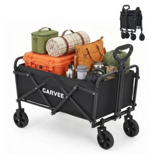 Collapsible Wagons Carts Foldable, 220LBS Folding Beach Wagon Cart with Wheels, Portable Utility Outdoor Wagon for Grocery, Garden, Camping, Shopping