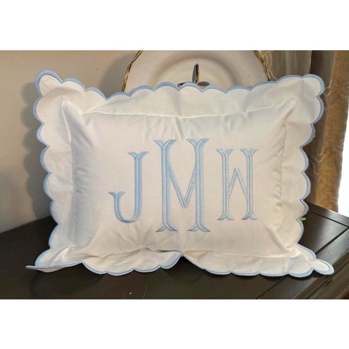 Blue Scallop Pillow Sham & INSERT, Monogram Nursery Pillow, Personalized Baby Gift, Boy Baby Pillow, Decorative Throw, Boys Monogram Sham