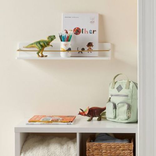 Kids' Wall Shelf White with Gold - 24" Wide