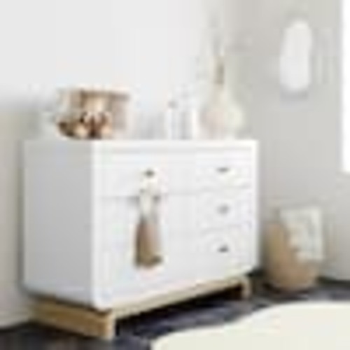 Storkcraft Santorini White with Driftwood 6 Drawer 47.95 in. Wide Dresser 03766-471