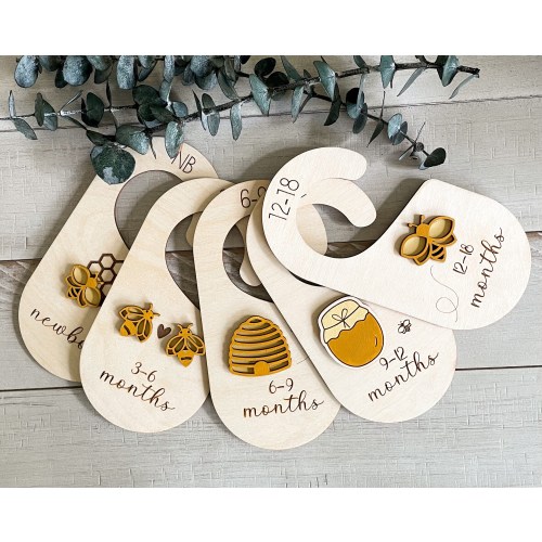 Baby Nursery Closet Dividers, Closet Dividers,  Wood Organizers, Baby Bee Clothes Organizer, Closet Dividers by Age, Wardrobe Organizers