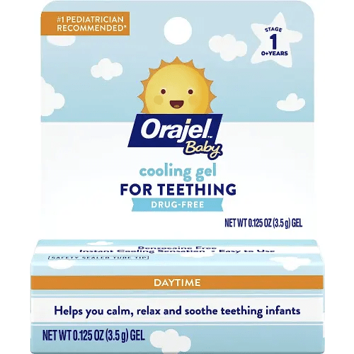 Orajel Non-Medicated Cooling Teething Gel, Daytime, 0.125 Ounce