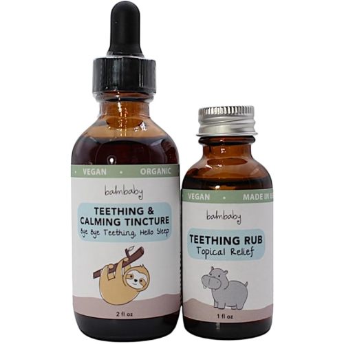 Balm Baby Teething Rescue Kit – 100% Natural Calming Tincture & Topical Teething Oil Rub | Kids Relief for Gum Inflamation & Discomfort - Organic, Safe and Gentle - Glass Bottles - Made in USA