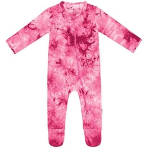 Jimonda Baby Girls Boys Footed Pajamas,Rayon From Bamboo,2 Way Zipper Long Sleeve Soft Sleeper Pjs,Infant Tie-dye Romper