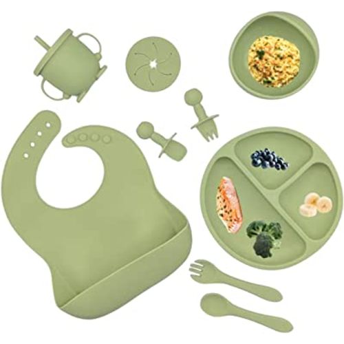 Let'S Make 1set Silicone Baby Feeding Set Waterproof Spoon Non-Slip  Feedings Silicone Bowl Tableware Baby Products Baby Plate