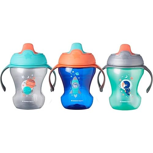 Tommee Tippee Infant Trainer Sippee Cup with Removable Handles, Boy – 7+ months, 3pk