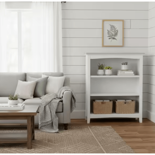 International Concepts 36 in. White Wood 3-shelf Standard Bookcase with Adjustable Shelves SH08-3223A