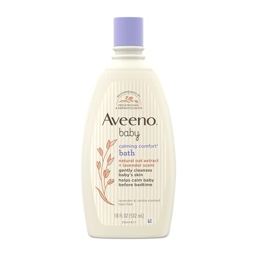 Aveeno Baby Calming Comfort Bath with Relaxing Lavender & Vanilla Scents, Hypoallergenic & Tear-Free Formula, Paraben- & Phthalate-Free, 18 Fl Oz (Pack of 1)