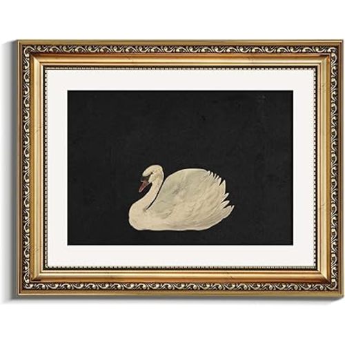 VIYYIEA Gold Framed Wall Art Canvas Print Home Decor Wall Decorations Grace Swan Art Painting Pictures Rustic Bathroom Wall Decor Farmhouse Wall Decor for Living Room Bedroom Office Decor 11x14in