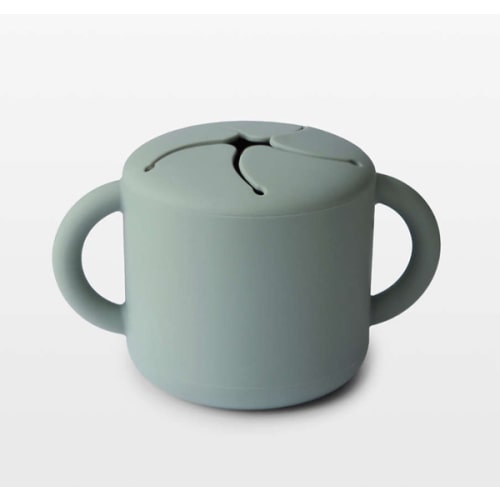 Mushie Green Silicone Baby Snack Cup
