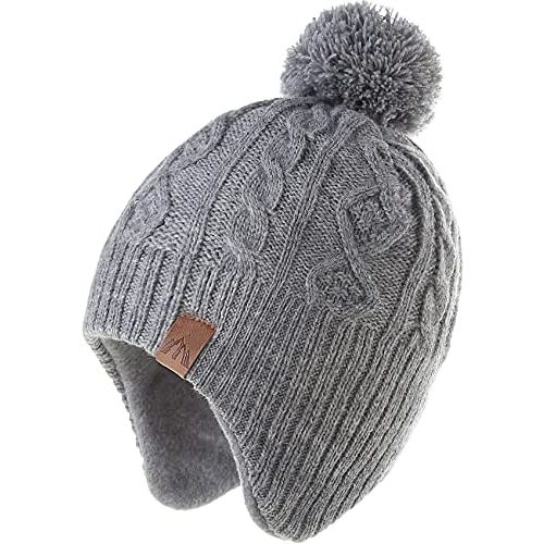 Boys Winter Hat Earflap Knitted Beanie for Kids Warm Fleece Lined Thicken Hat for Baby