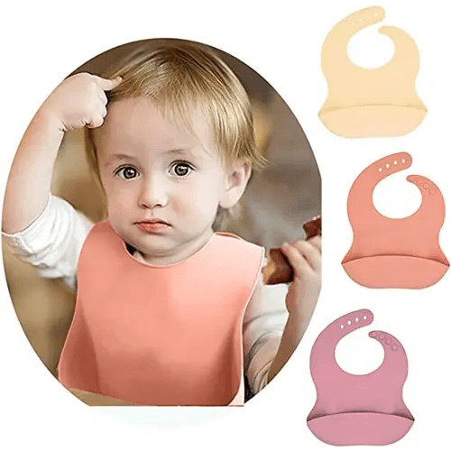 Silicone Baby Bibs 3Pcs/Set Waterproof Adjustable Soft Feeding Bibs For Toddlers Food Catcher BPA Free
