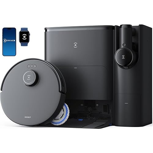 ECOVACS DEEBOT T30S Combo Robot Vacuum and Mop, All-in-One Cleaning Hub, 11000Pa, ZeroTangle Technology, TruEdge Adaptive Edge Mopping, Dual Self-Emptying, Hot Water Washing, Auto-Mop Lifting