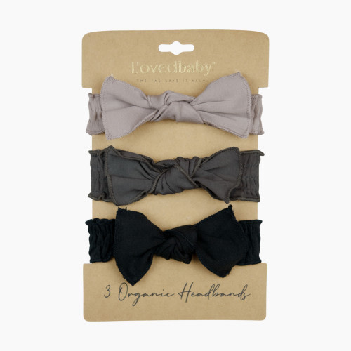 L'ovedbaby Organic Smocked Headband 3-Pack - Gray For Days, 0-12m