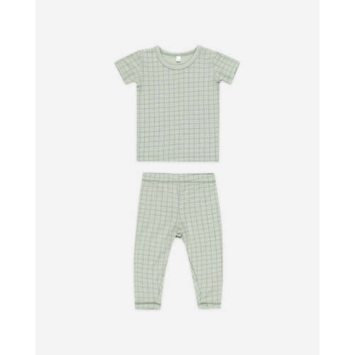 Bamboo Short Sleeve Pajama Set || Sage Grid – Quincy Mae