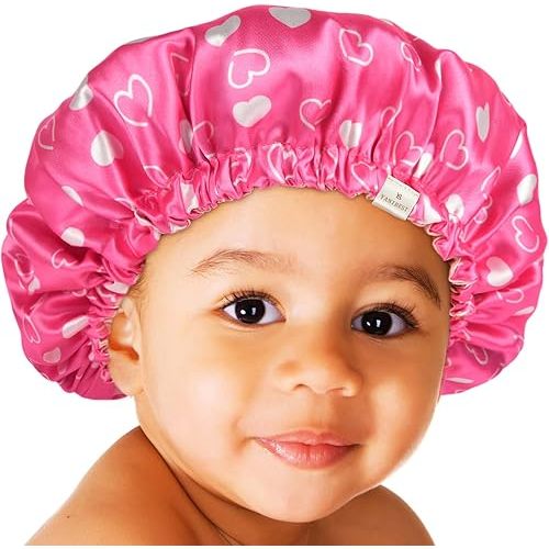 YANIBEST Baby Satin Bonnet Sleep Cap - Double Layer Reversible Adjustable Silky Satin Cap for Infant Toddler(0-6Months,Light Pink)