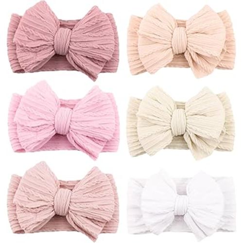 Niceye Handmade Baby Headbands Soft Stretchy Nylon Hair Bands with Bows for Newborn Infant Baby Toddler Girls