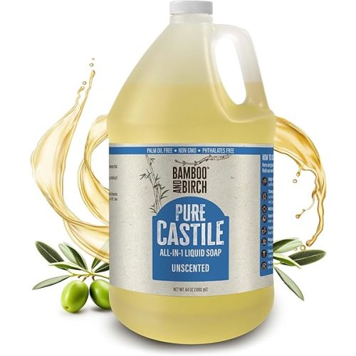 Pure Castile Soap Liquid Organic, Certified Palm Oil Free Natural Soap, Unscented, 64 oz