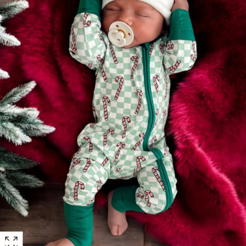 2-Way Convertible Zip Romper, Winterfresh Candy Cane – SpearmintLOVE