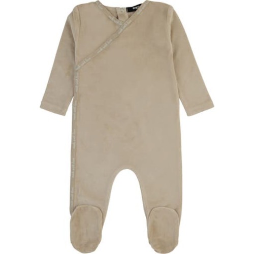 Boy's Worded Velour Wrap Trim Footie, 1M