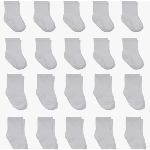 Little Me 20-Pack Newborn Baby Infant & Toddler Unisex Socks, 0-12/12-24 Months, Assorted Size Pack, White
