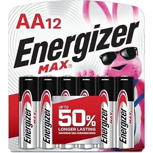 Energizer E91BW12EM AA Batteries (12 Count), Double A Max Alkaline Battery