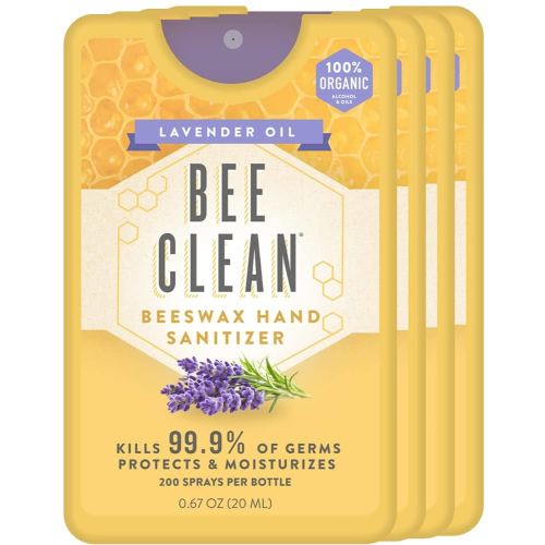Organic Beeswax Hand Sanitizer Pocket Spray - Lavender Scent - 4 Pack