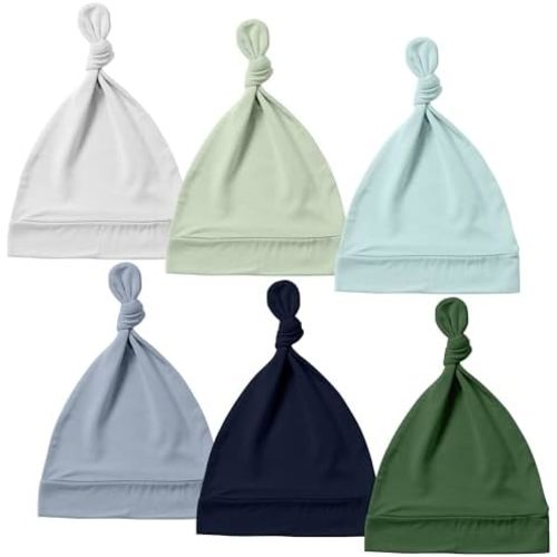 Supersoft Baby Hats 0-6 Months, Bamboo Viscose Infant Newborn Beanies for Girls Boys Hospital Hat 6 Pack