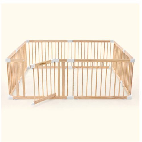 HARPPA Wooden Baby Gate Playpen | Non-Toxic Foldable DIY Adjustable Play Yard for Infants & Toddlers – Natural Finish Baby Fence for Small & Large Spaces