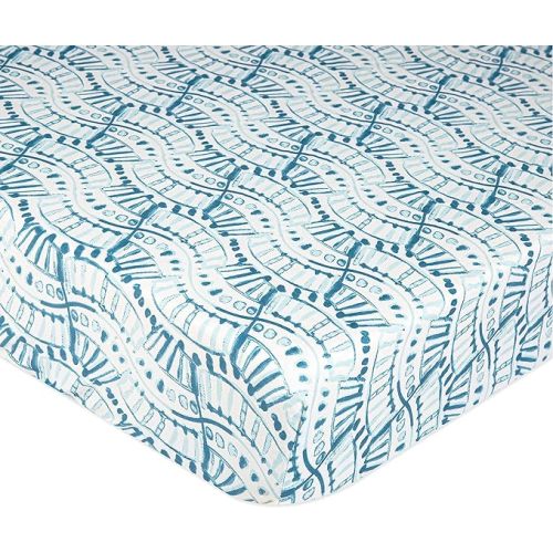 Crane Baby Soft Cotton Crib Mattress Sheet, Fitted Sheet for Cribs and Toddler Beds, Indigo Blue, 28”w x 52”h x 9”d